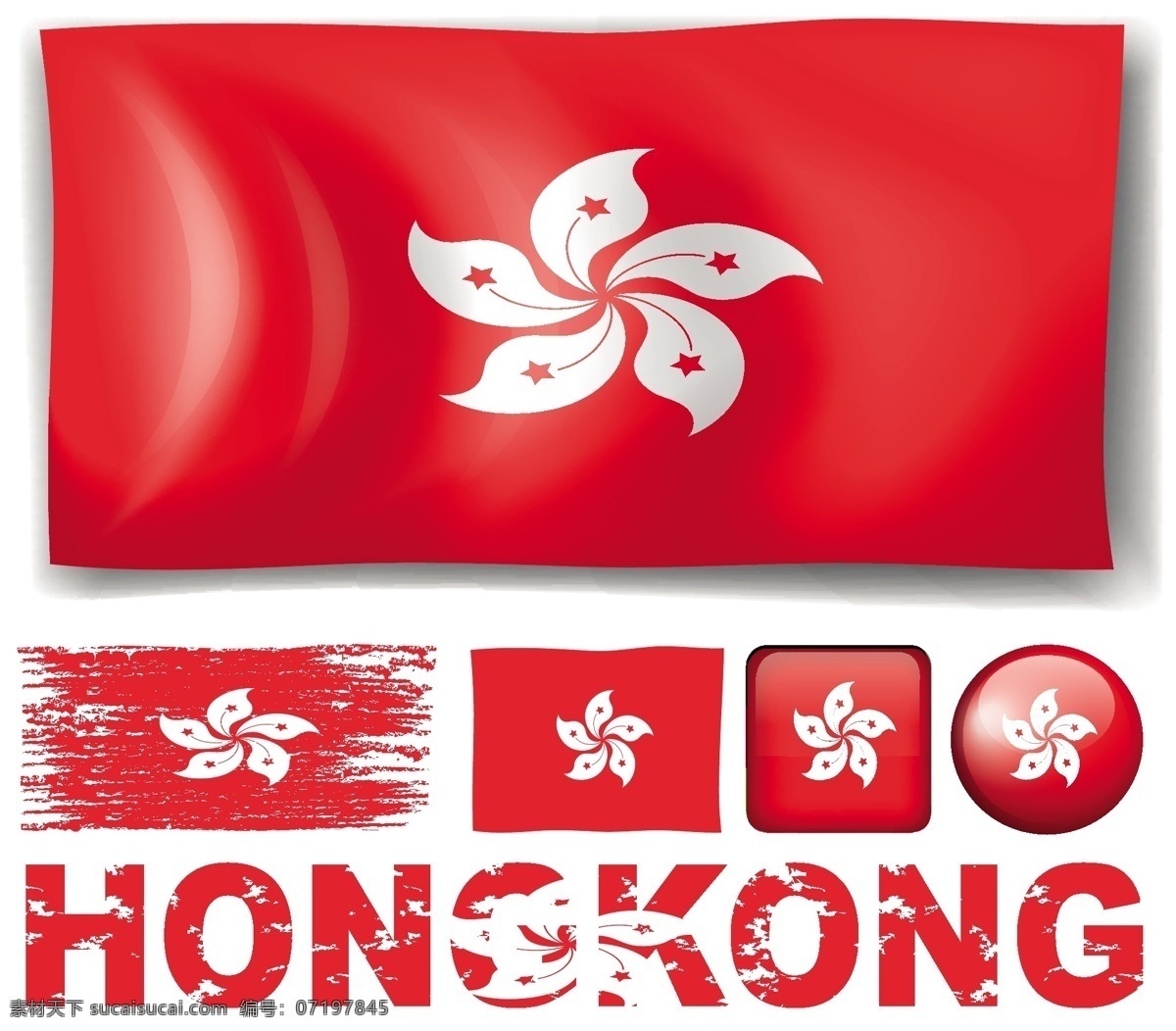 香港 国旗 不同 图案 文字 说明 徽章 油漆 艺术 绘画 插图 会徽 象征 国家 民族