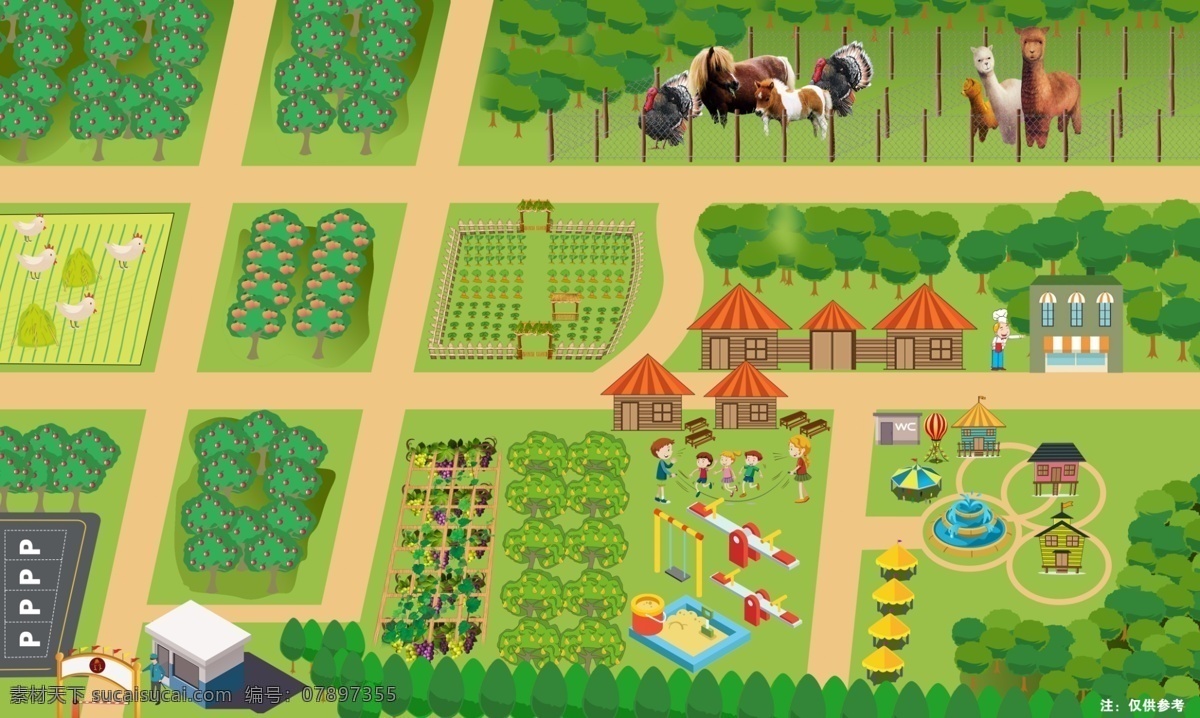 儿童游乐地图 分布图 地图 景点 动物园 一览图 方位图 地区图 游览图 农场 游玩 儿童地图 卡通设计
