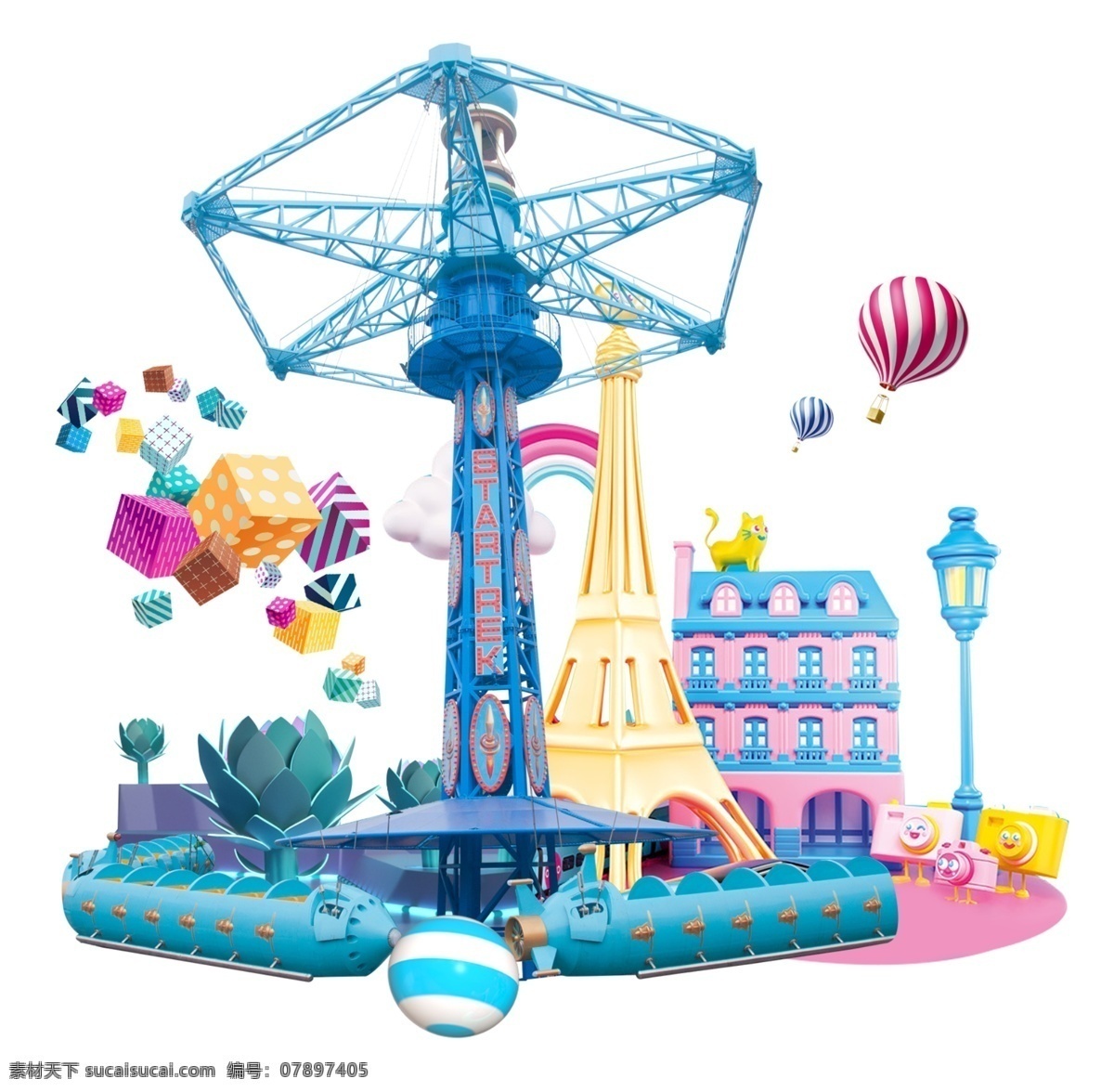 游乐设施 欢乐 缤纷 气球 建筑 国内广告设计