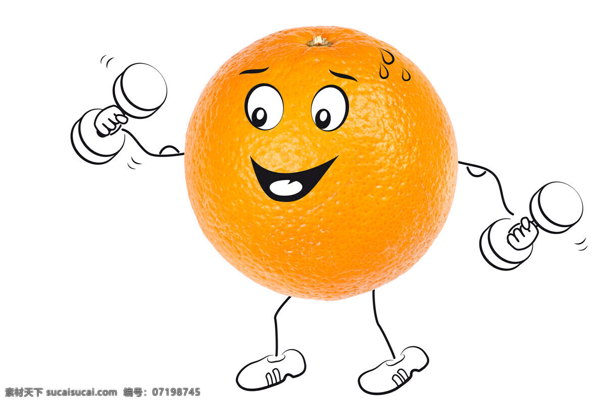运动 橙子 可爱卡通 果实 果子 水果 新鲜水果 水果背景 水果图片 餐饮美食