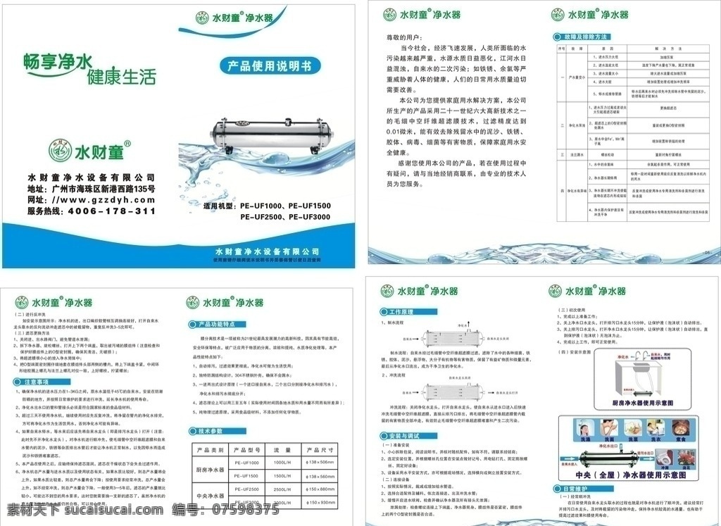 净水器 产品 使用 说明书 矢量