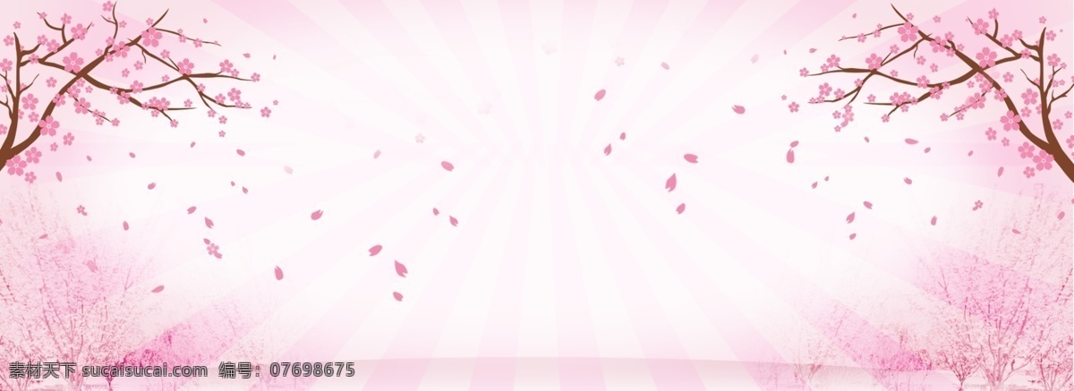 简约 唯美 粉色 樱花 背景 海报 banner 浪漫 花朵 节日 季节 花瓣 光线