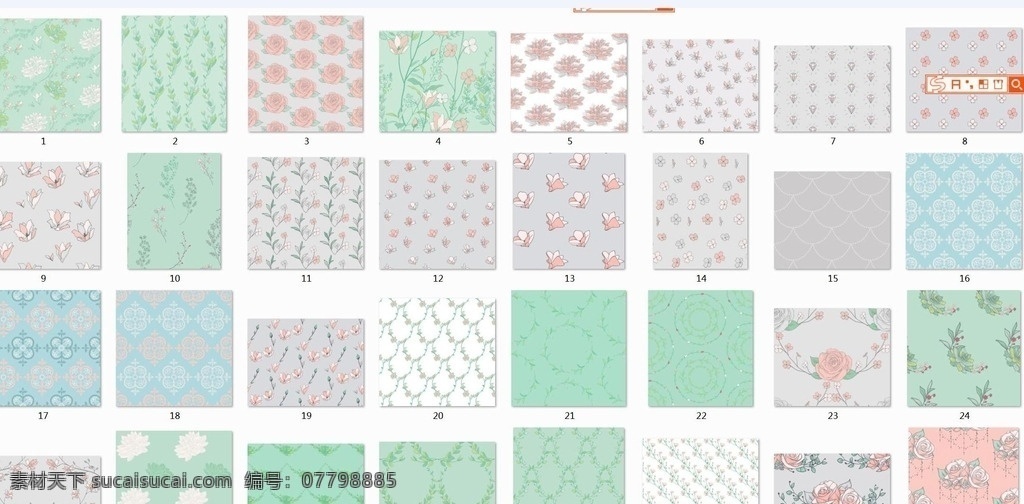 33款 ps纹理 纹理 pat 彩色植物纹理 植物花纹 花卉纹理 底纹边框 其他素材