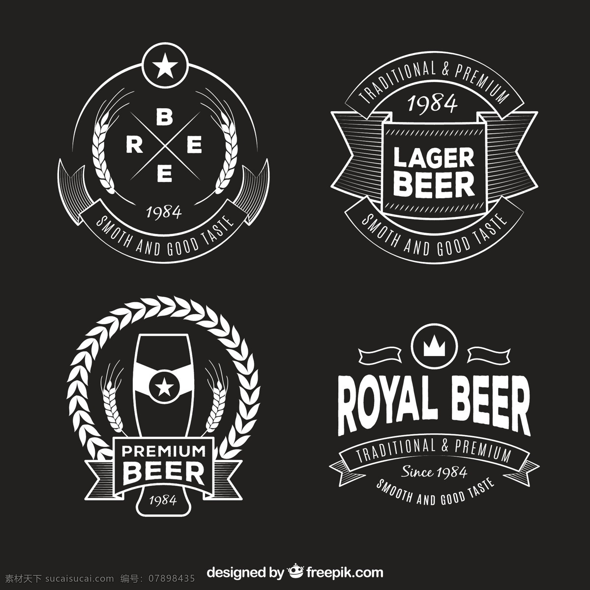 复古 啤酒 标志 集 手工 绘制 标签 酒吧 饮料 装饰 贴纸 杯子