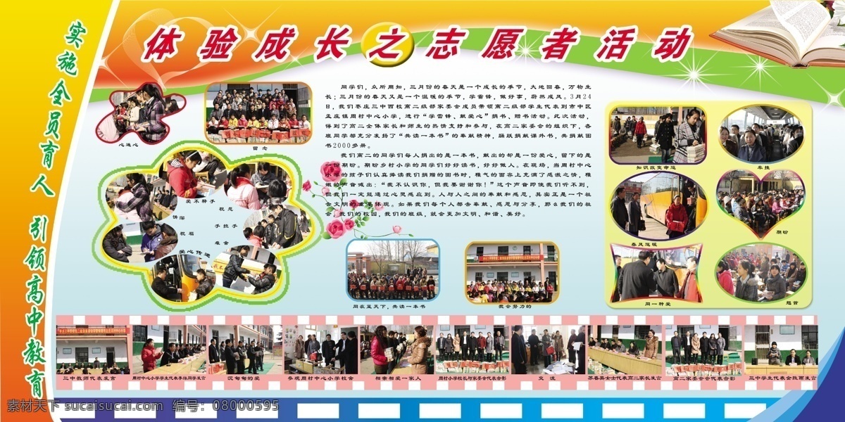 体验成长展板 展板 学校 志愿者 活动 教育 展板模板 广告设计模板 源文件