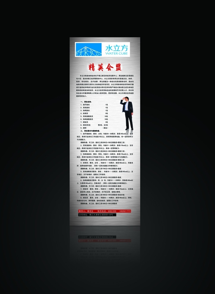 水立方招聘 水立方 招聘 x展架 精英会盟 人物 水立方标志 展板模板 广告设计模板 源文件