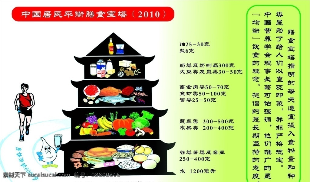 中国 居民 平衡 膳食 宝塔 矢量