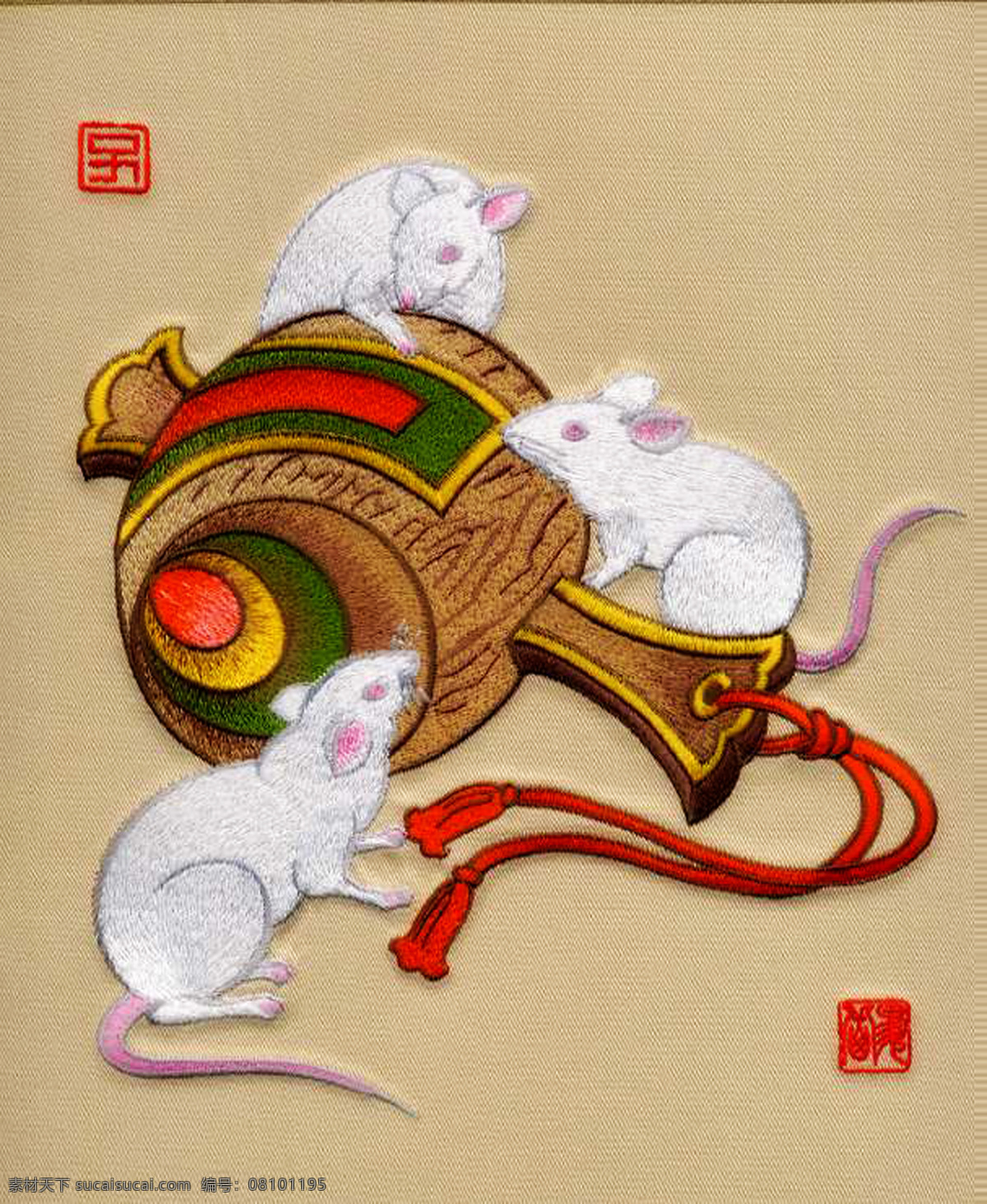 十二生肖刺绣 刺绣 十二生肖 文化艺术 传统文化 设计图库