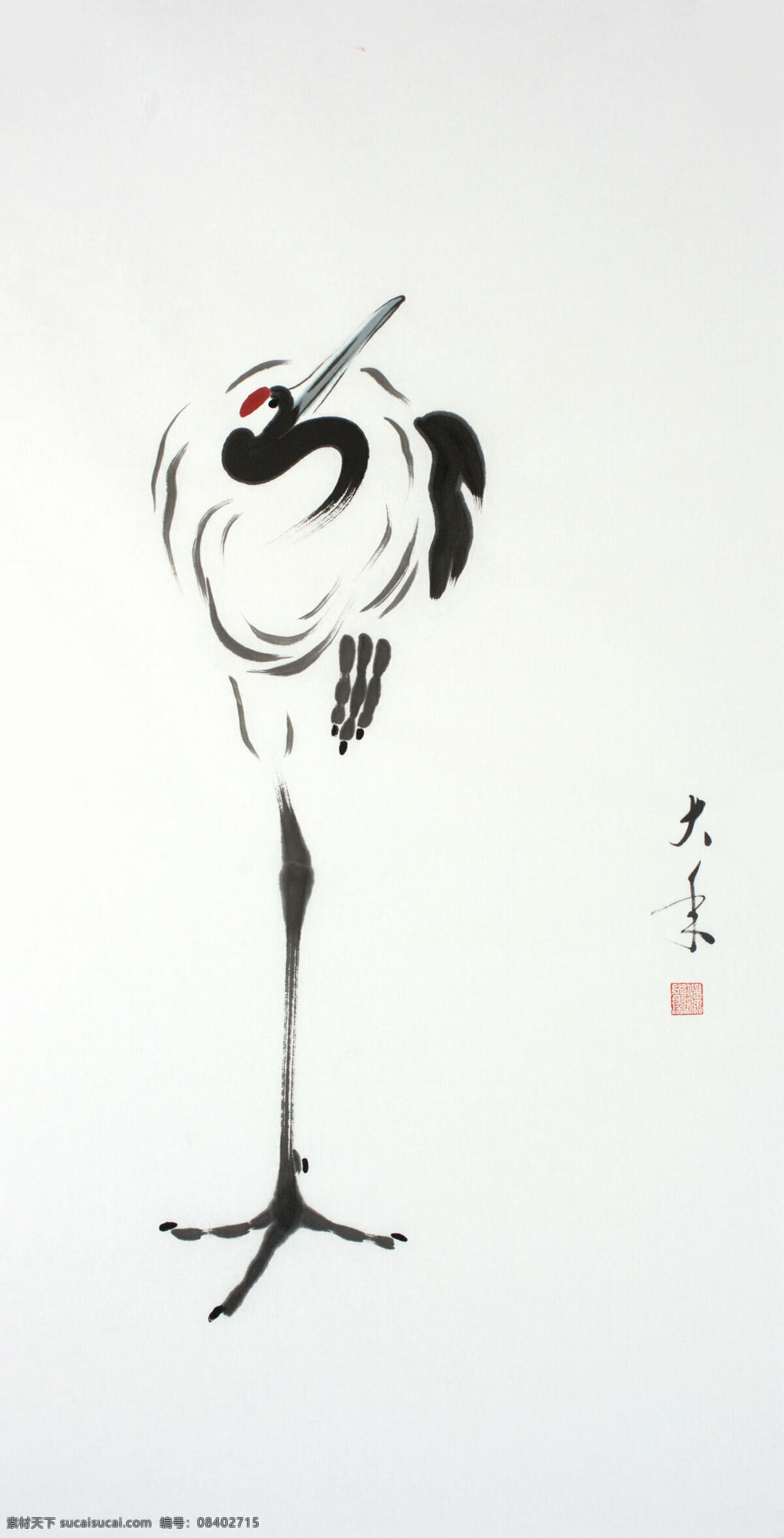 鹤 国画 梁大年 丹顶鹤 仙鹤 日本鹤 丹青 书画 文人画 梁克民 一风山人花鸟 水墨 双逸斋 写意 美术 风 山人 梁 大年 中国画 绘画书法 文化艺术