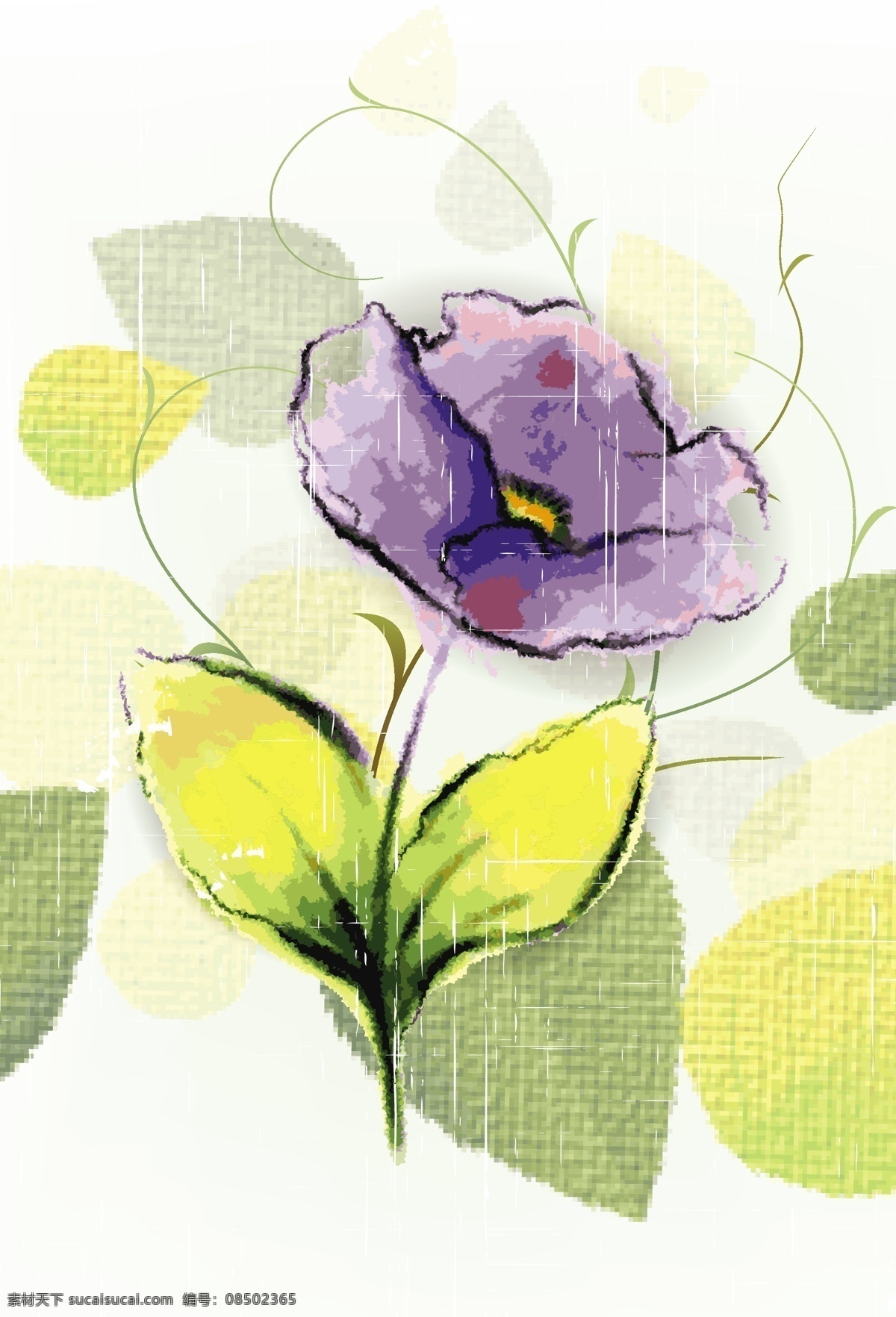 五颜六色 花 矢量 插图 白色