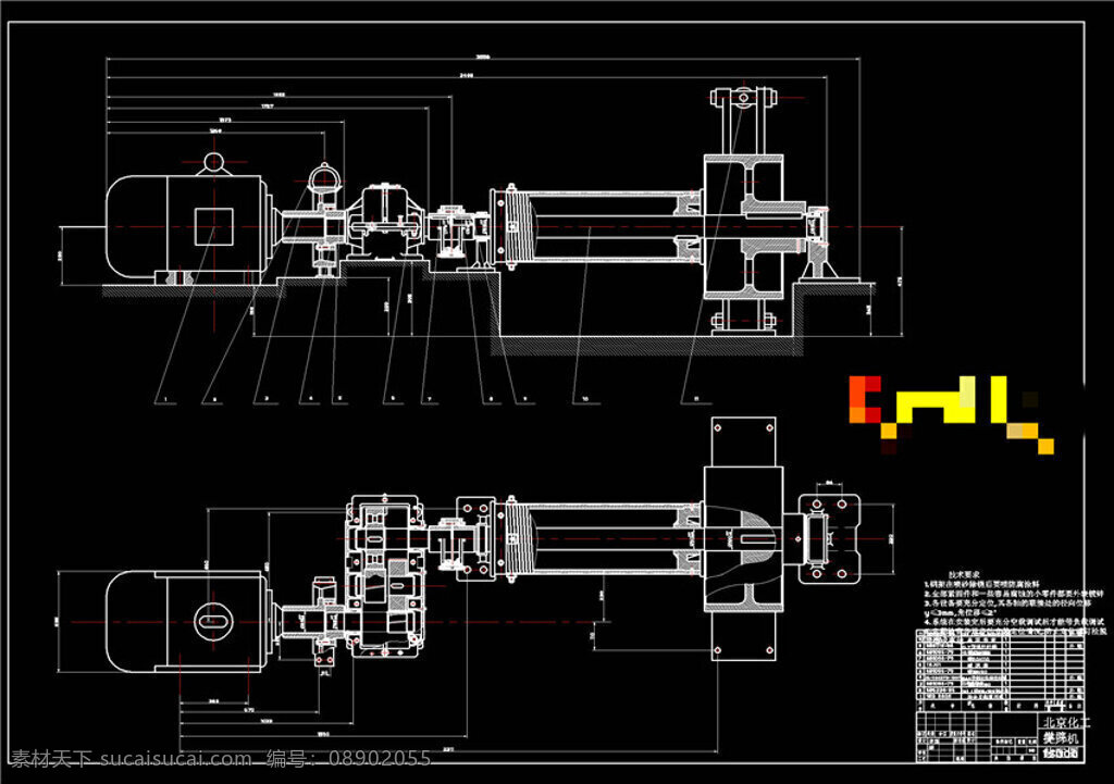 提升机 装配 总 机械 图纸 cad 机械素材 机械设计 dwg 黑色