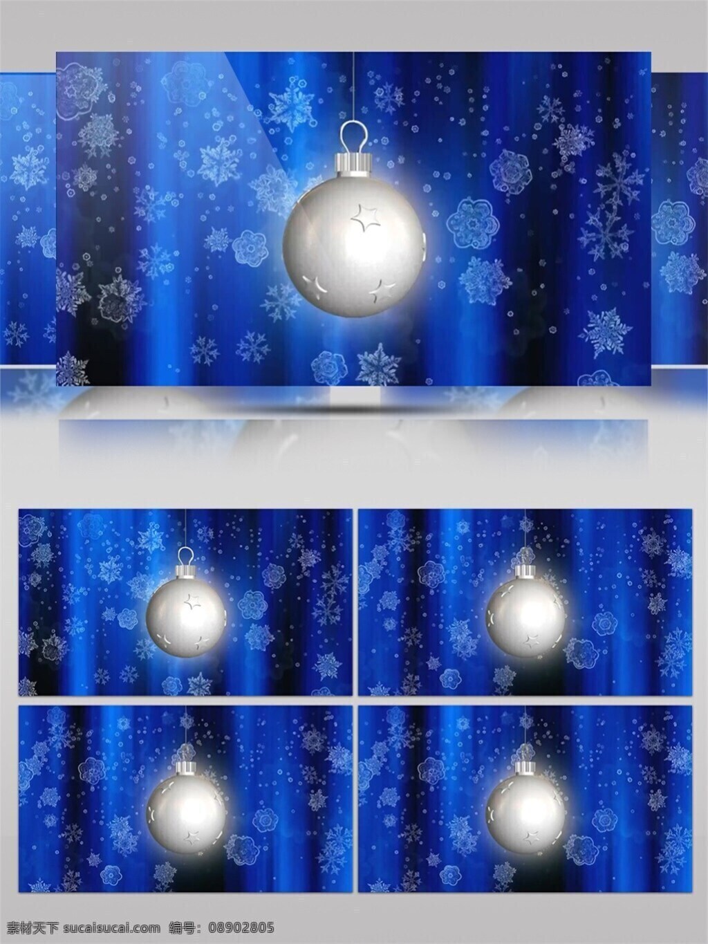 白色 圣诞 圣诞节 视频 白色球体 高质量 背景 节日背景 蓝色背景 美景动态背景