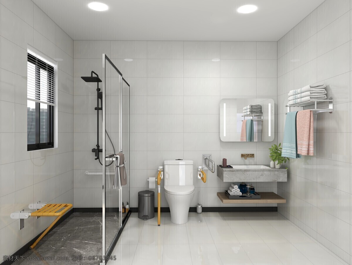 家居 卫生间 简约 家具 浴室 渲染 3d设计