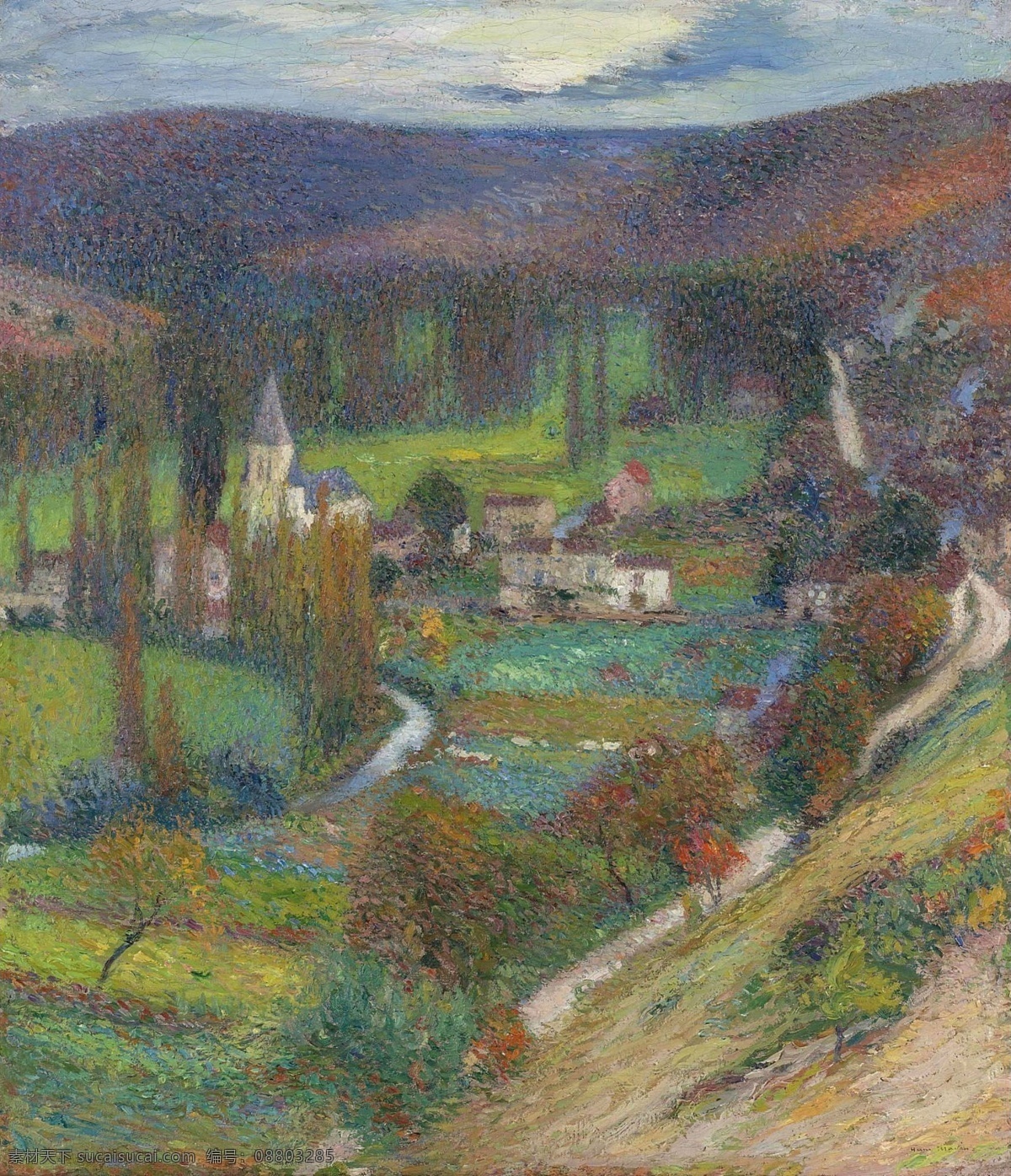 山景 风光 油画 村庄 大树 风景画 高山 绿地 森林 山顶 山峰 山水画 乡村 山景风光油画 小镇 瞭望 自然风光 自然美景 风光画 家居装饰素材