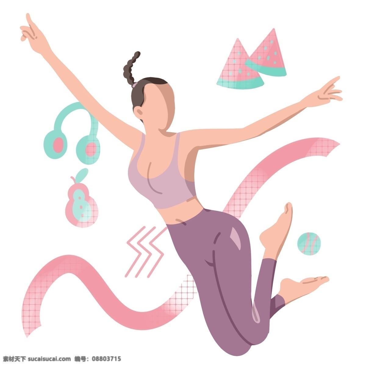 音乐舞蹈 运动 插画 音乐的舞蹈 卡通插画 健身运动 活动筋骨 漂亮的女孩 体育项目 强身健体