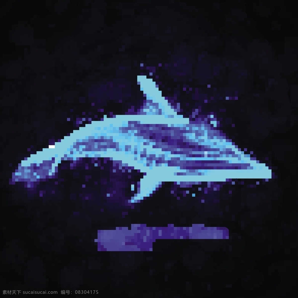 炫酷光影海豚 鱼类动物 海豚 光影海豚 光影 蓝色光影 创意海豚 海洋生物 黑色