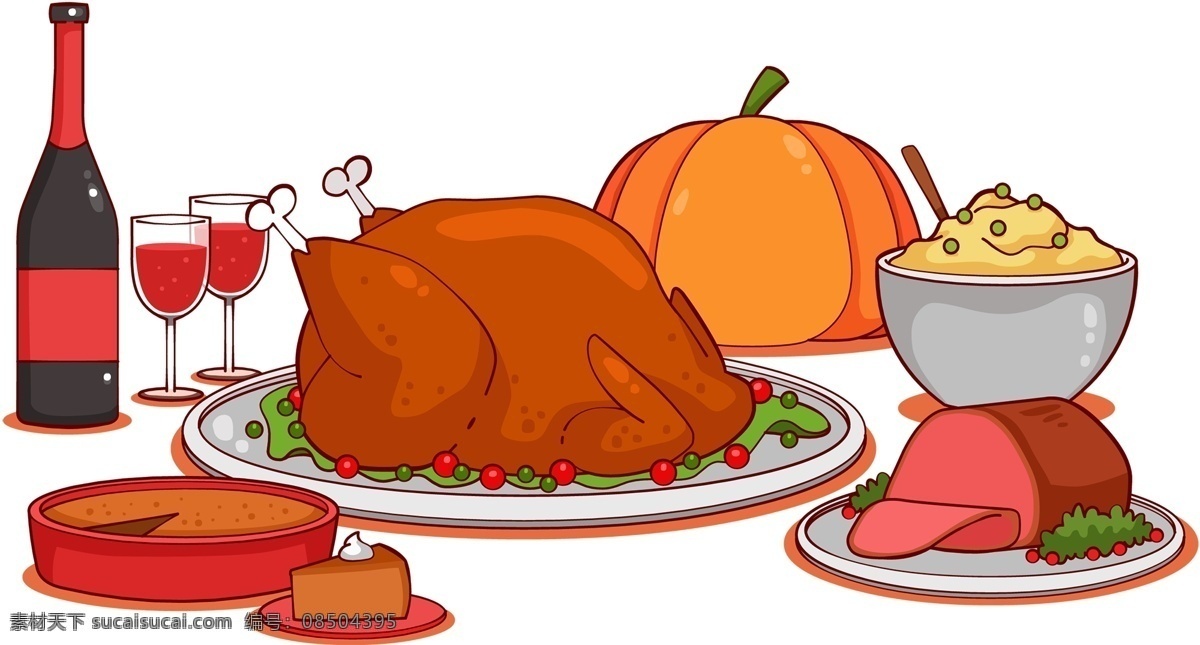 桌子 吃 感恩节 元素 免 抠 透明 图形 海报 广告 感恩节装饰图