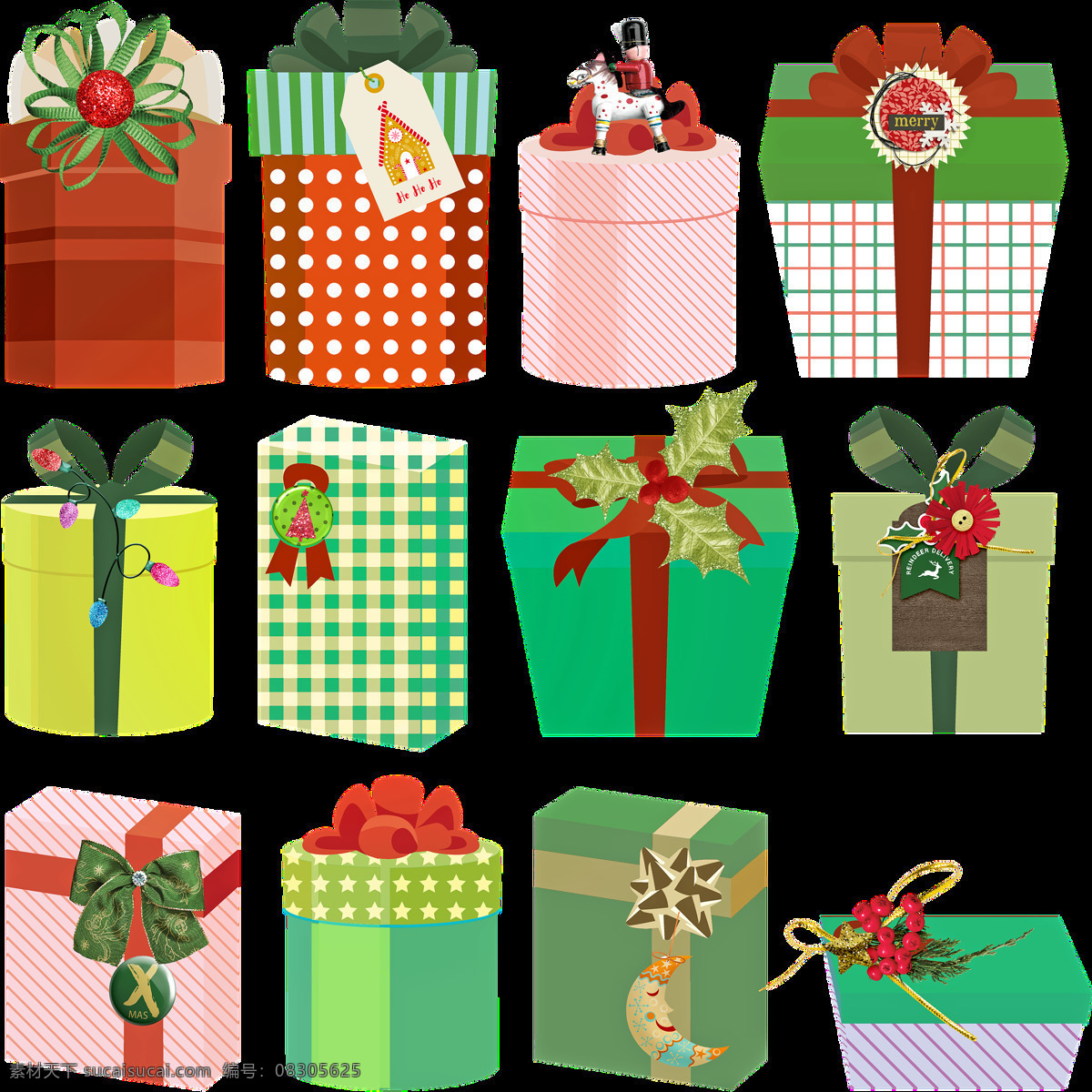 圣诞礼物 礼物 圣诞节 庆典 礼品 红色 色带 盒 卡通设计
