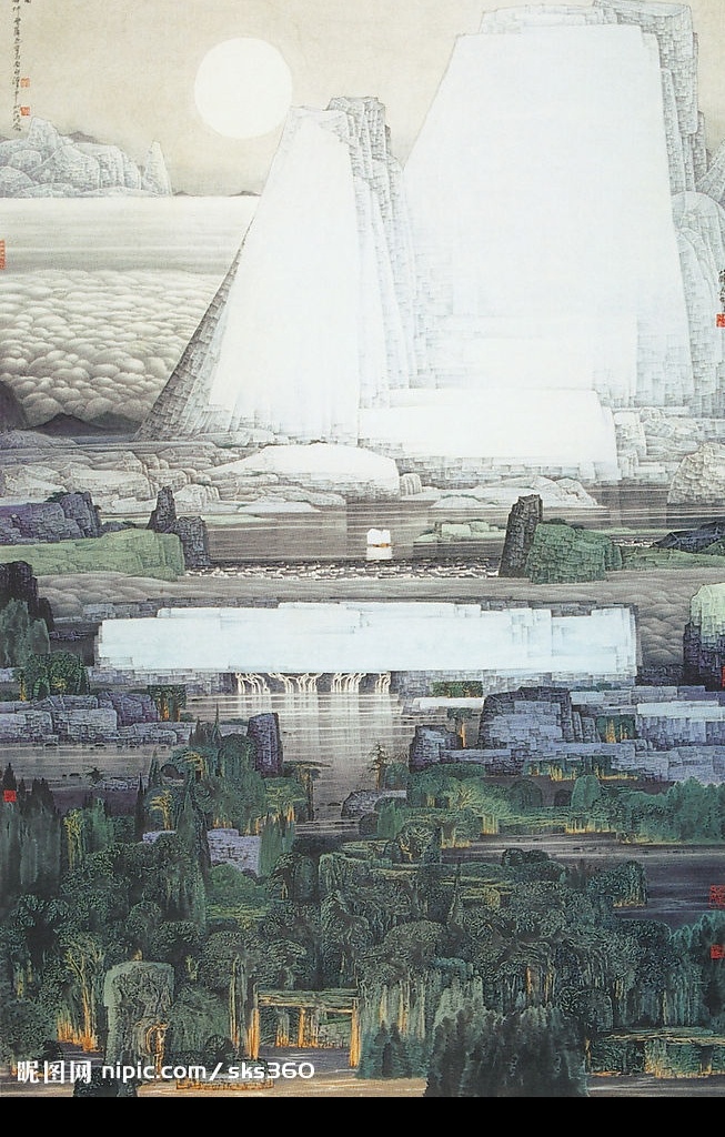 江南梦幻图 文化艺术 绘画书法 山水名画 设计图库 301