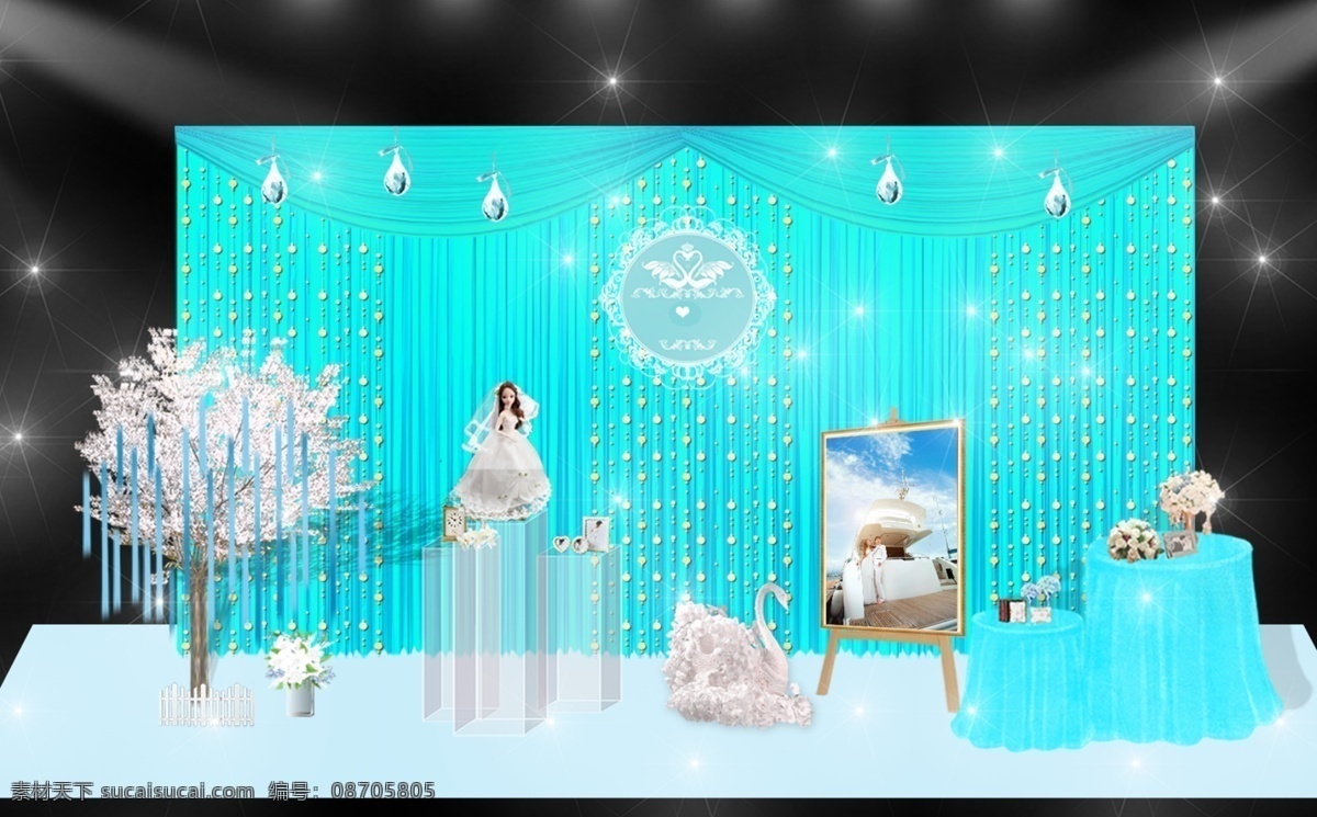 婚礼 蒂 芙 尼 蓝 展示 效果图 婚礼展示区 蓝色展示区 展示区