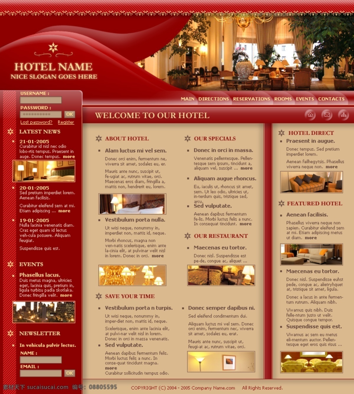 星级酒店 网页模板 分层 高贵 红色 酒店模板 星际酒店 尊贵网页模板 网页素材
