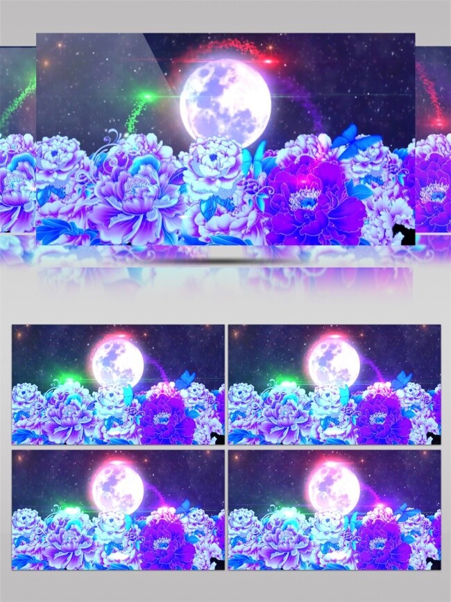 紫色 花朵 视频 花朵月亮 花好月圆 紫色月亮 高清视频素材 特效视频素材 生活 实用 背景