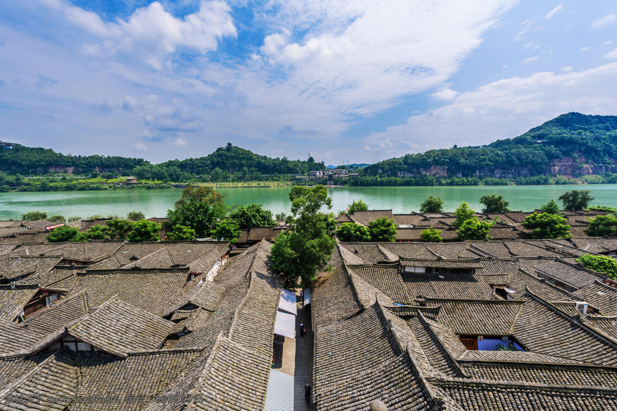 阆中一角 阆中 古城 嘉陵江 蓝天 街道 旅游摄影 自然风景