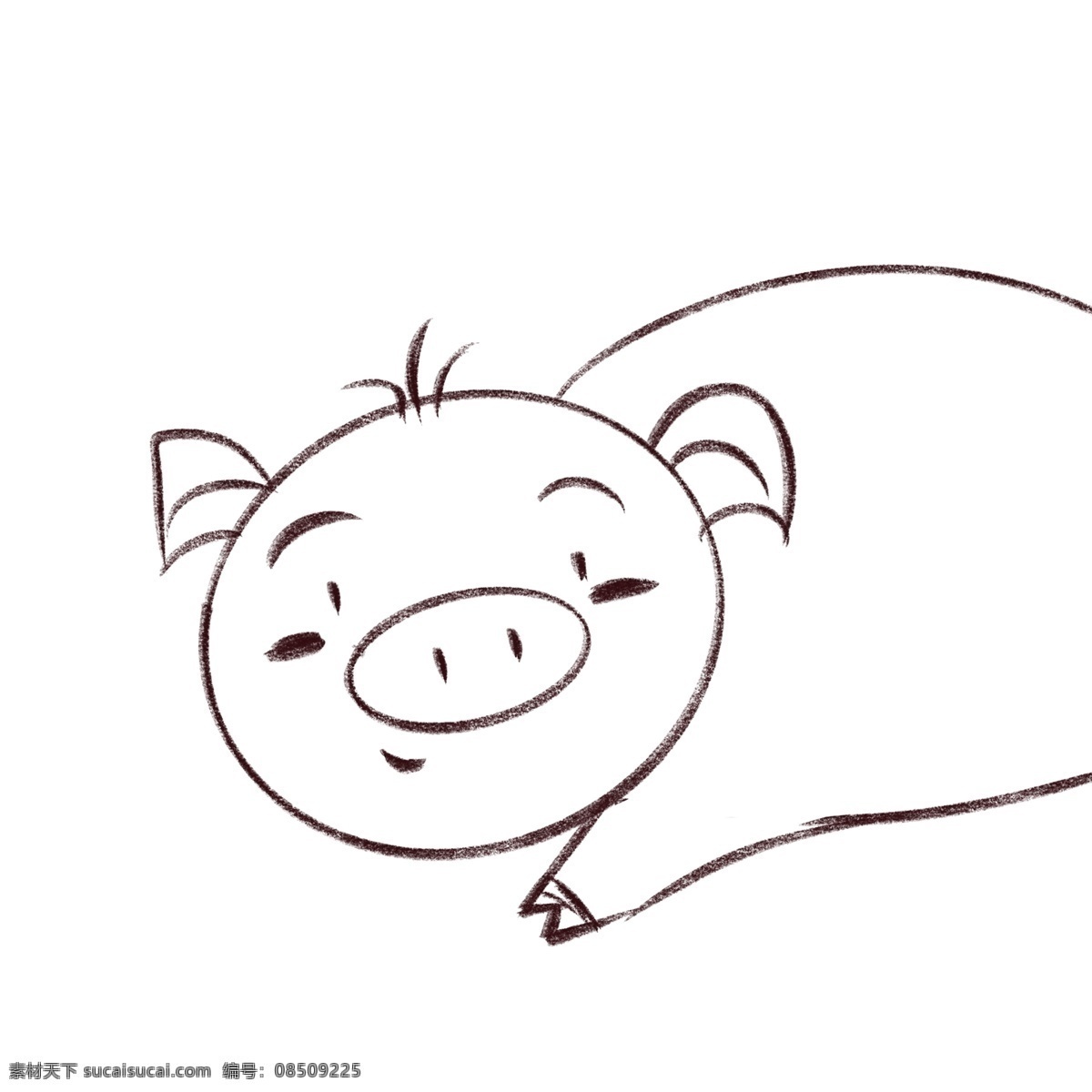 卡通 黑白 手绘 小 猪 彩色手绘动物 萌萌哒小动物 可爱小动物 动物小猪 卡通手绘 小清新