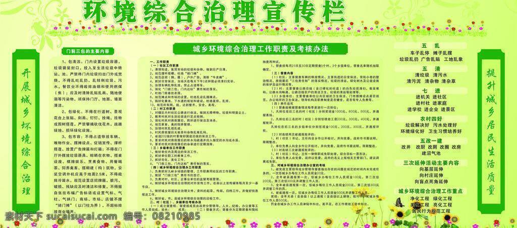 环境治理 展板模板 城乡 宣传栏 校园环境治理 矢量 其他展板设计