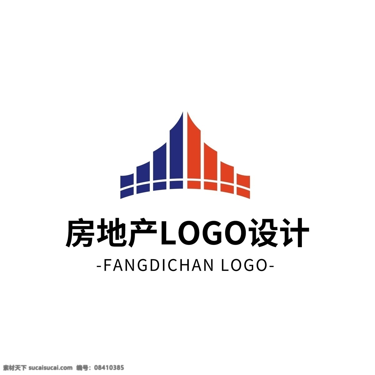 简约 大气 创意 房地产 logo 标志设计 黄色 蓝色 矢量 图形 建筑