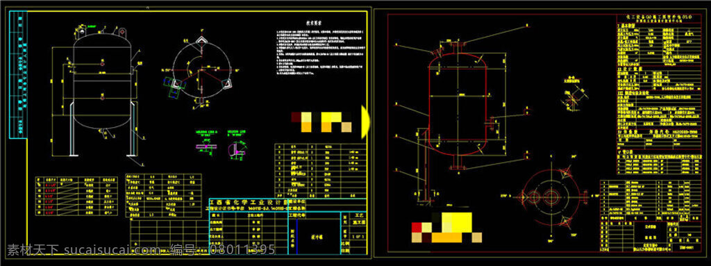 空气 缓冲 罐 机械 图纸 cad 机械素材 机械设计 机械图纸素材 dwg 黑色