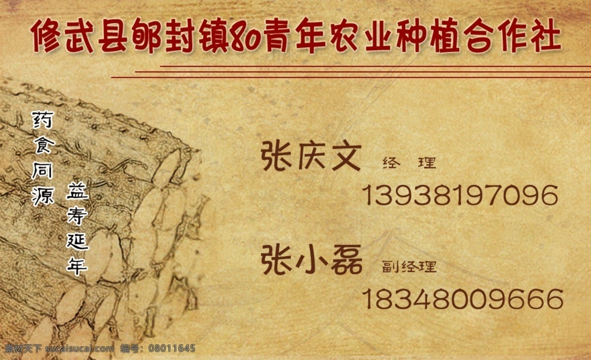 水淼 山药 名片 山梨 山药素描 梨素描 陈旧 报纸 牛皮色 复古色 名片卡片