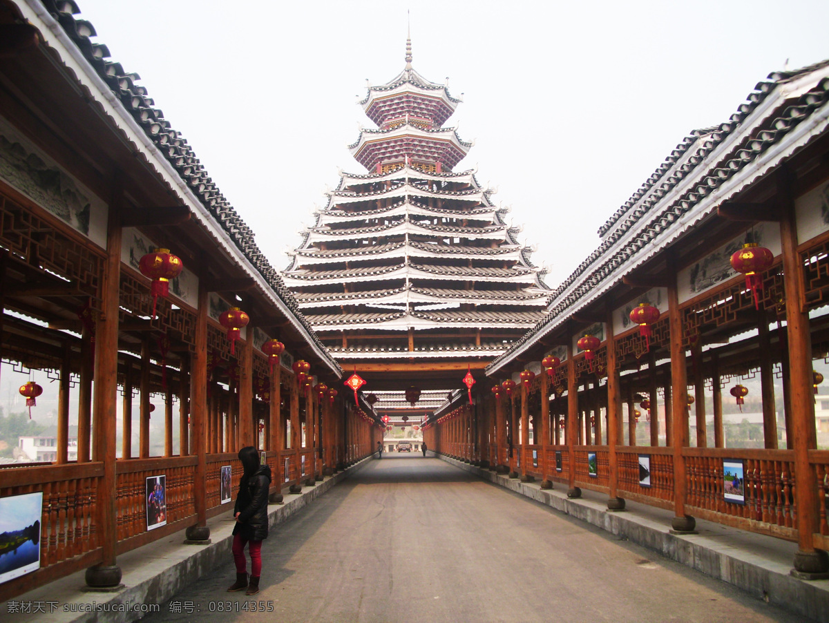 玉屏风雨桥 风雨桥 古木桥 古建筑 风景区 塔 人文景观 旅游摄影