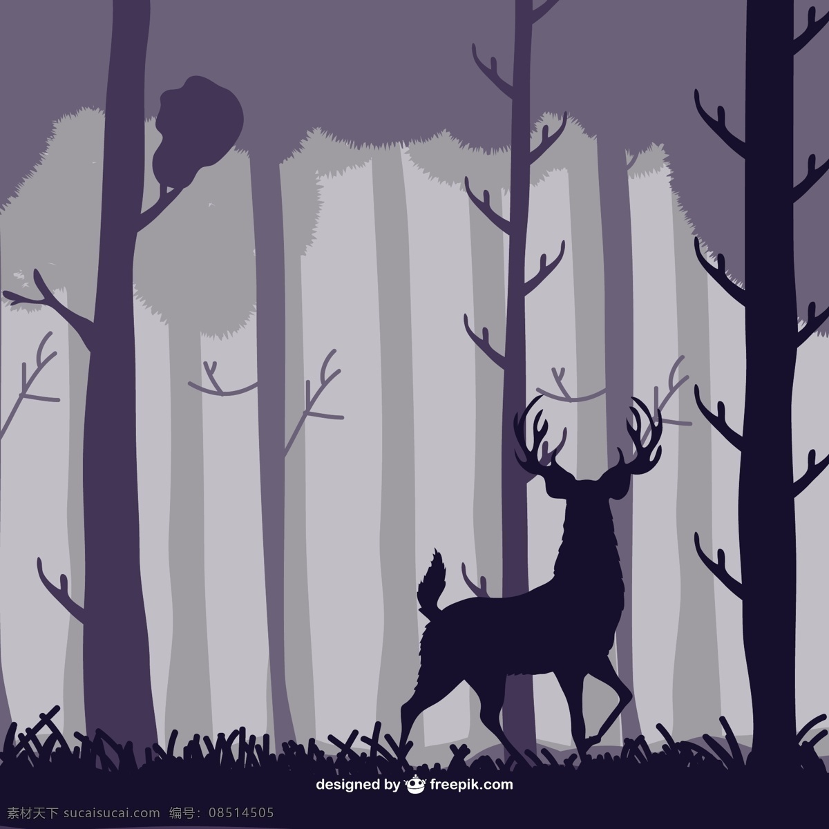 插画 梅花鹿 小鹿 卡通 森林动物 麋鹿 ai矢量图 装饰插画 印刷背景图 设计素材 矢量图