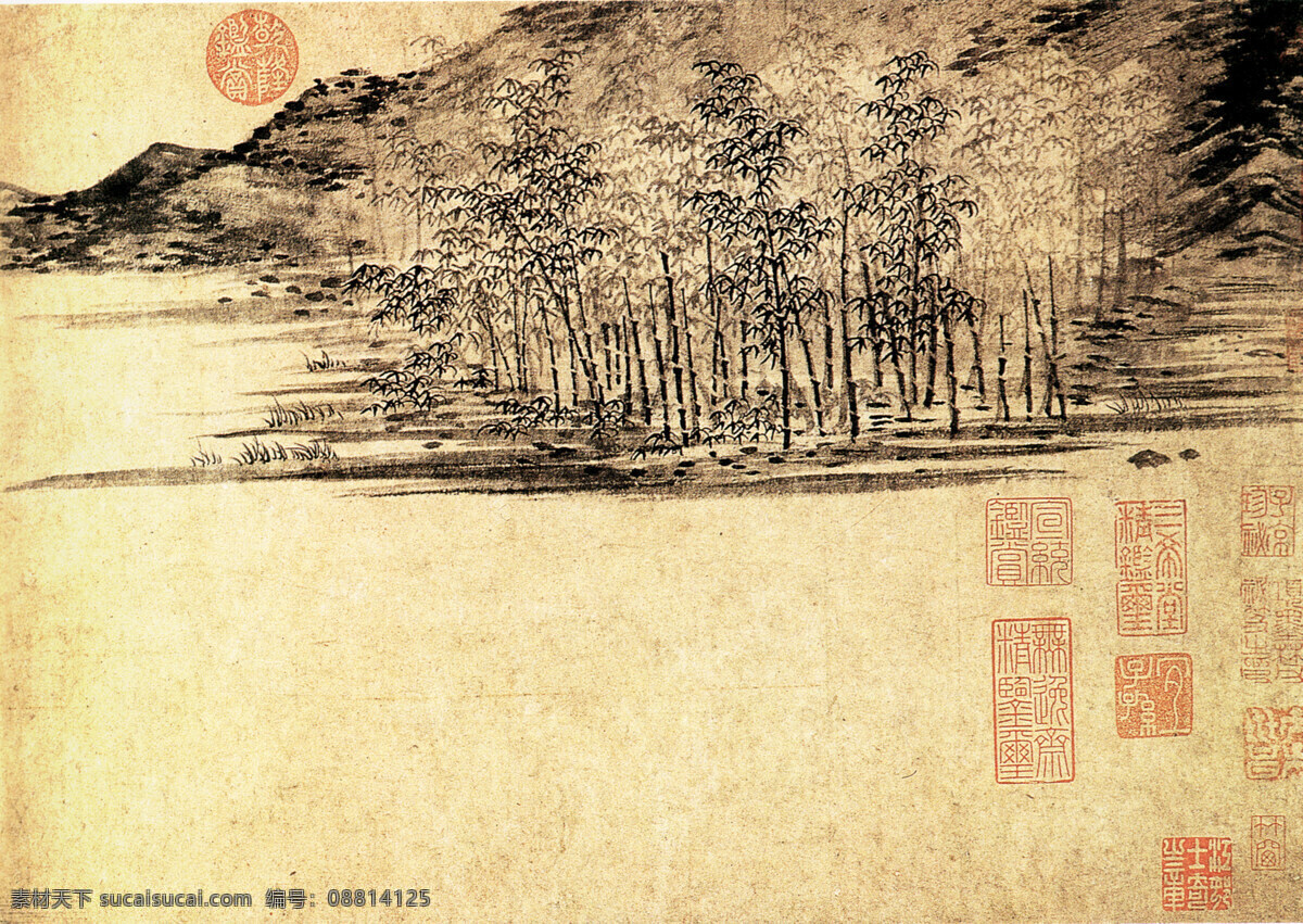 竹西 草堂 图 二部 古画 名画 山水画 书画 竹西草堂图 国画古画 家居装饰素材 山水风景画