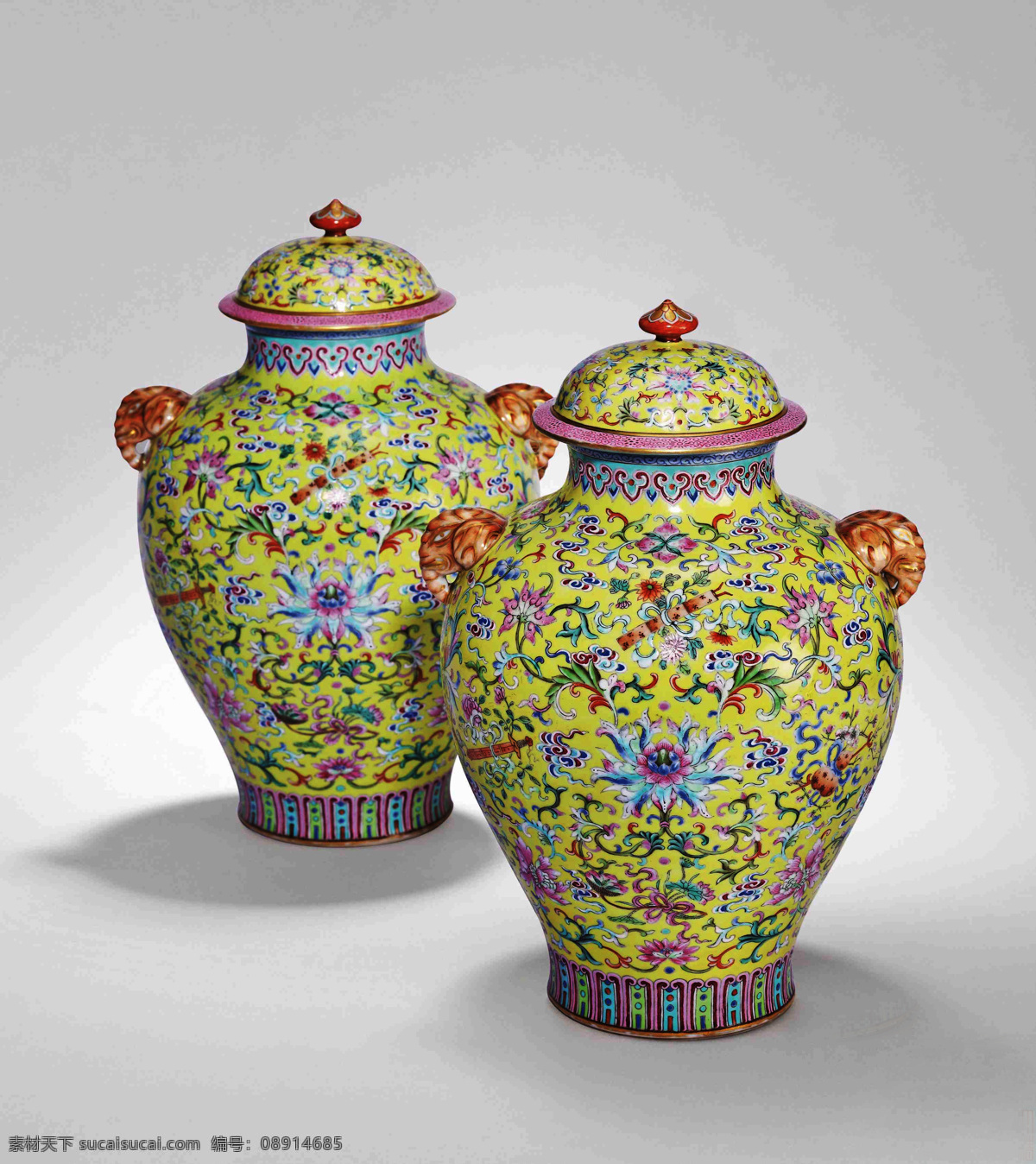 珐琅瓷 将军瓶 黄瓷 清代瓷器 艺术品 文化艺术 传统文化