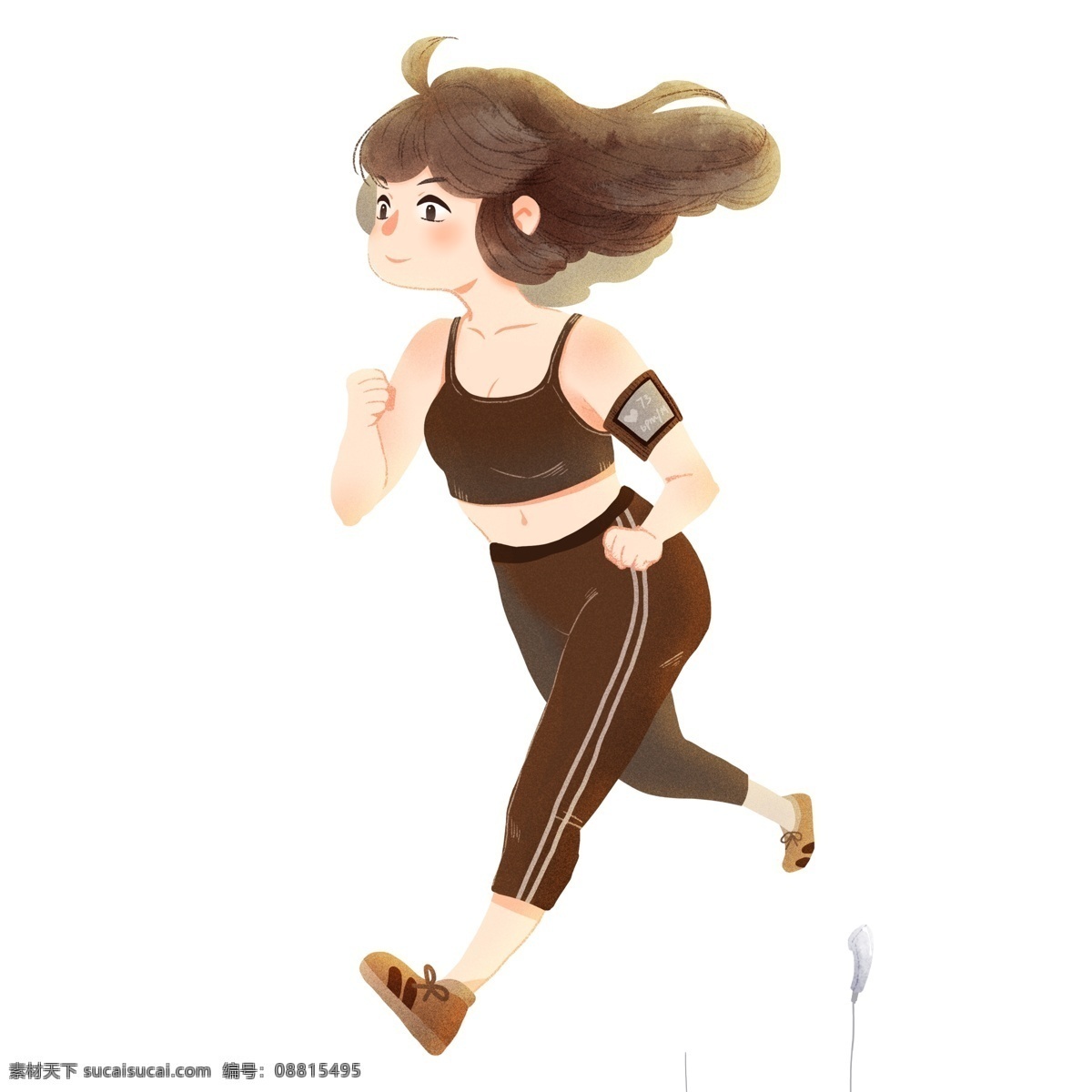 跑步 健身 人物 男子 女子 运动 卡通 彩色 水彩 创意 手绘 绘画元素 现代 简约 装饰 图案