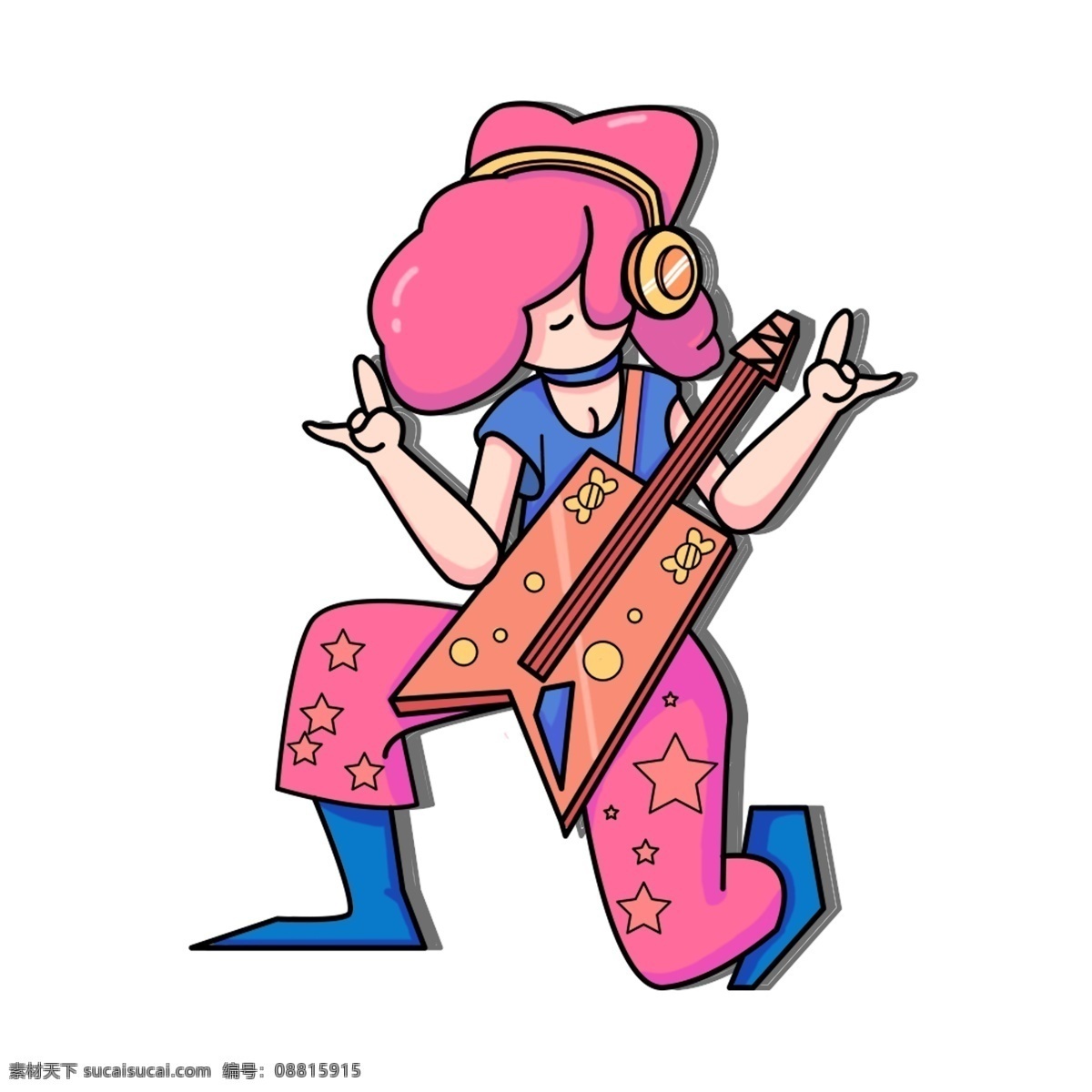 可爱 弹 吉他 女孩 免 抠 卡通女人 唯美 手绘 卡通元素 少女元素 弹吉他 生物静物