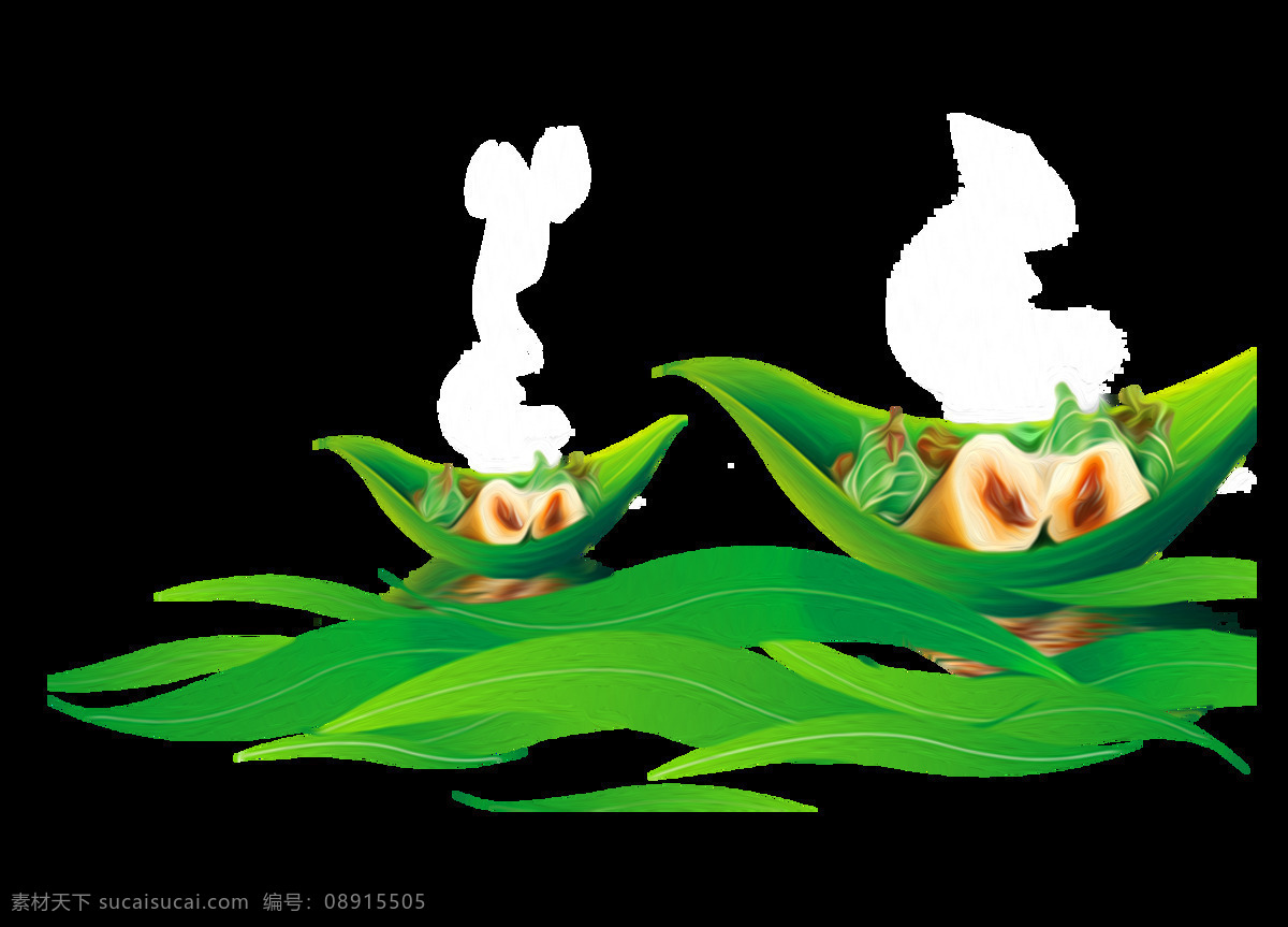 小 清新 绿叶 粽子 元素 端午节 节日 绿色叶子 透明元素 手绘 蜜枣粽子 png元素 免抠元素