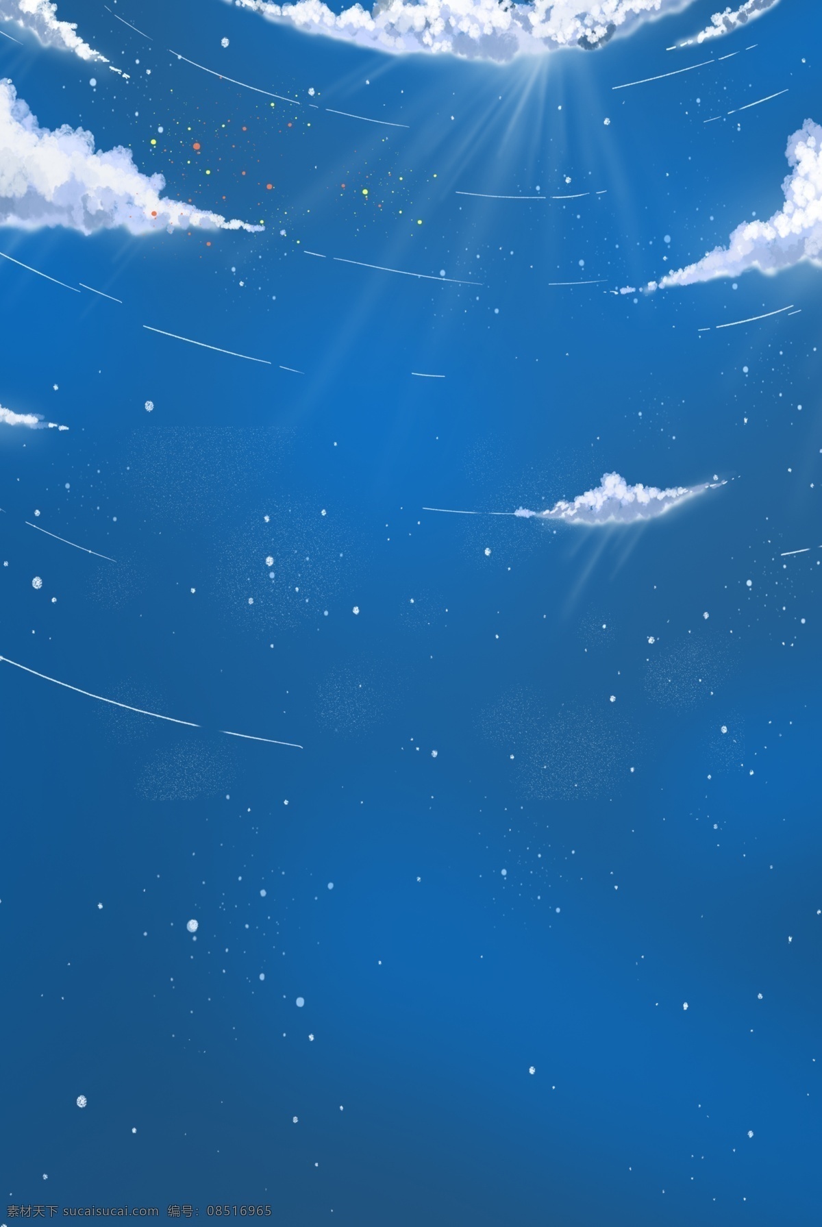 手绘 简约 蓝天 白云 海报 背景 天空 云层 太阳 阳光