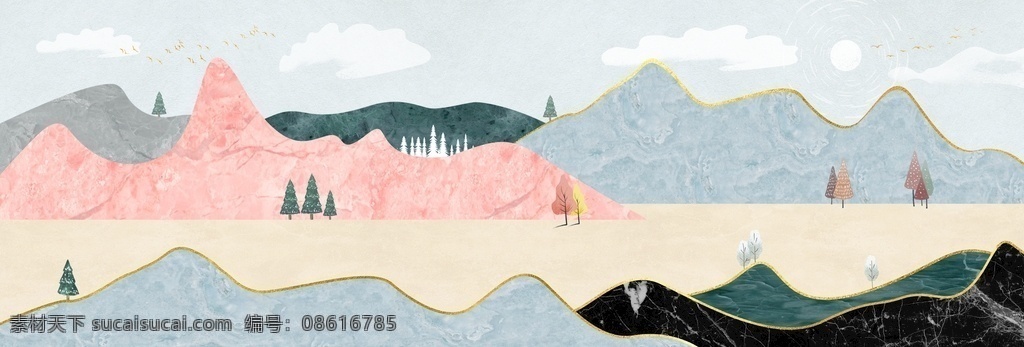 新 中式 莫 兰迪 意境 山水风景 装饰画 松树 鎏金 大理石纹 中国风 时尚 北欧 3d 浮雕 立体 室内 手绘 抽象 轻奢 创意 晶瓷画 晶贝画 现代 简约 后现代 风格 客厅 卧室 餐厅 家居 酒店 装修 沙发 床头 横拼 背景墙 背景画 晶钻画 无框画 壁画 挂画 三联画 环境设计