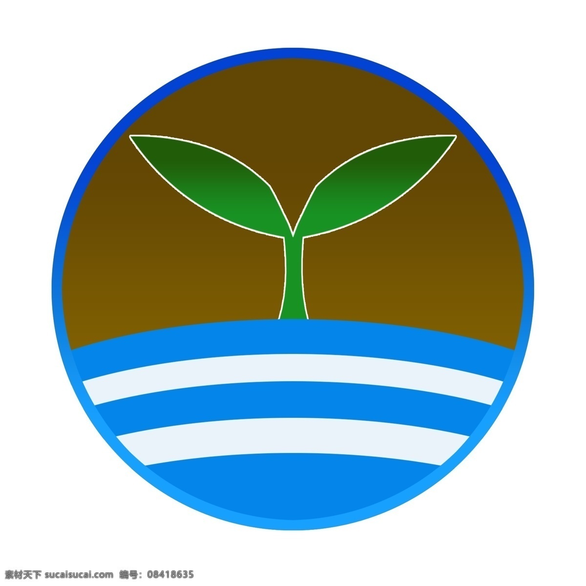 绿色 嫩芽 圆形 环保 标志 绿色嫩芽 圆形标志 绿叶土地 水土树苗 蓝色边框环保 卡通环保标志 简洁环保标志