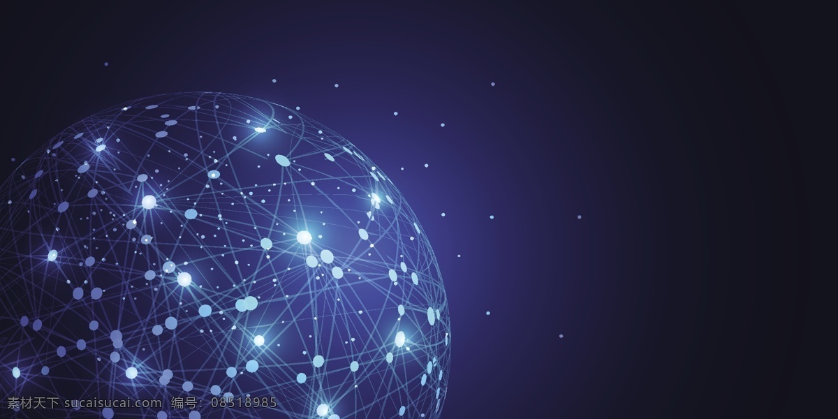 全球 网络 科技 点线 连接 矢量 蓝色 模板 背景 云计算 大数据 物联网 光效 联接 矢量素材 现代科技