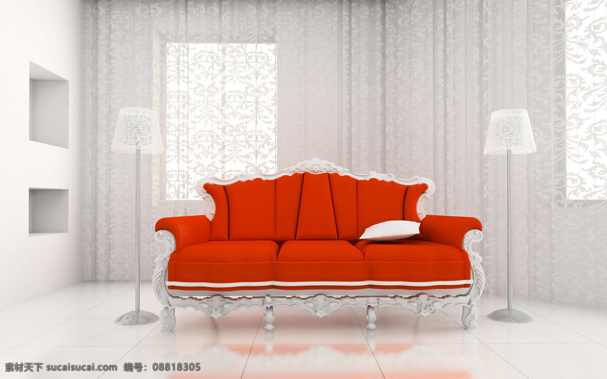家居 静物 3d设计 地灯 欧式沙发 时尚典雅 3d模型素材 其他3d模型