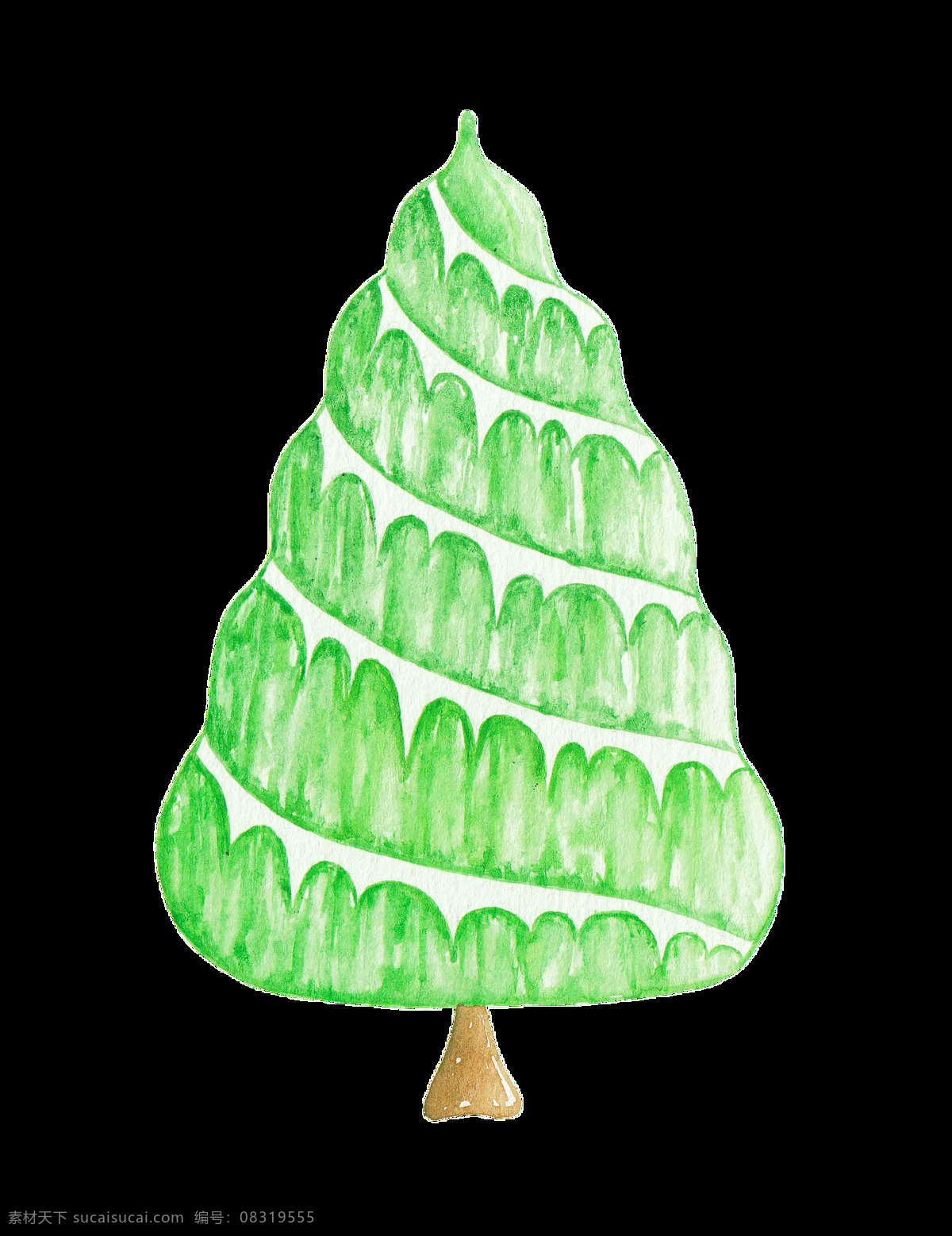 手绘 卡通 圣诞树 透明 png素材 创意 简约 可爱 绿色 免扣素材