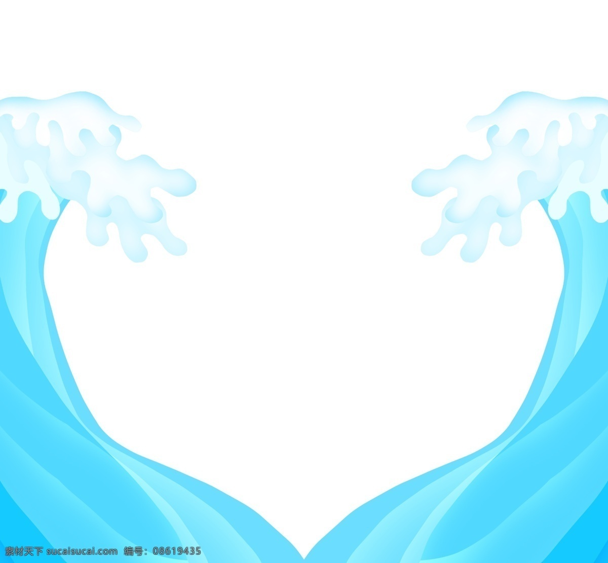 对称蓝色海浪 海浪 浪花 波浪
