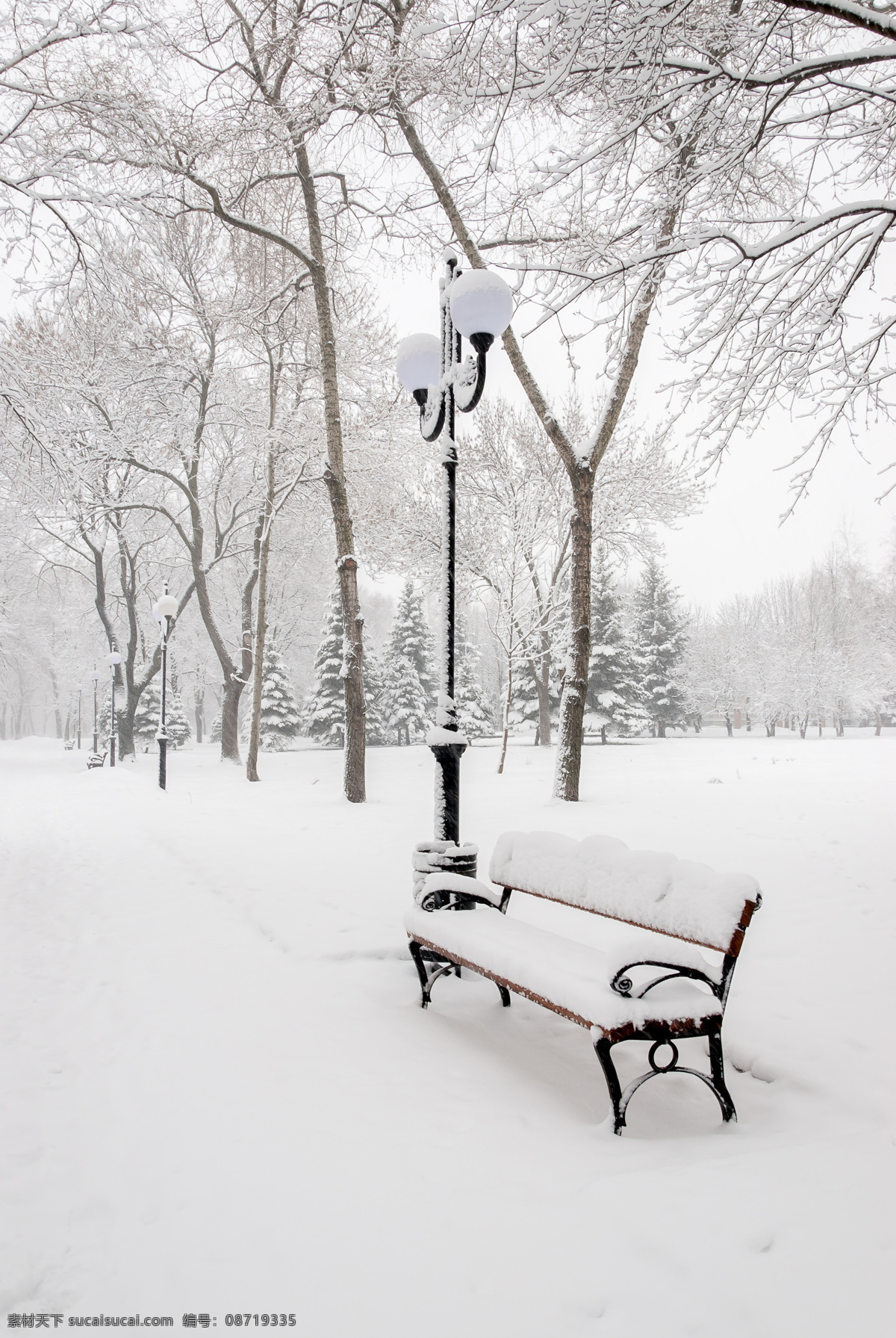 雪中长椅 雪景 长椅 唯美 梦幻 意境 写真 路灯 公园 风景 逆光 剪影 自然景观 自然风景