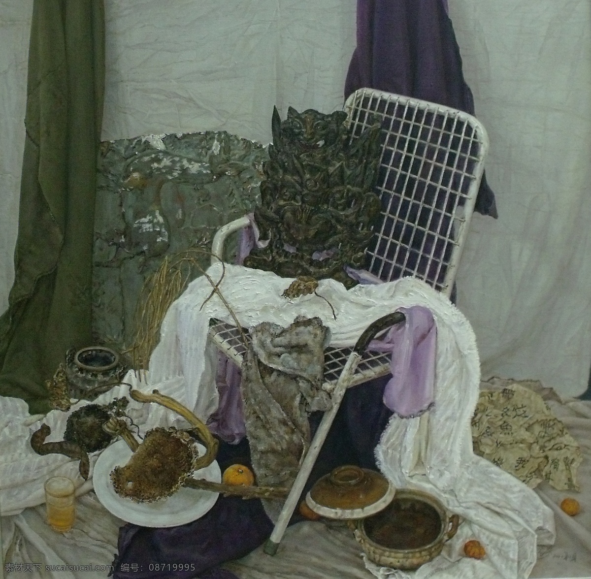 白布 绘画 绘画书法 文化艺术 写实油画 椅子 艺术 祭奠 油画静物 油画 油画作品 油画创作 油画写生 家居装饰素材