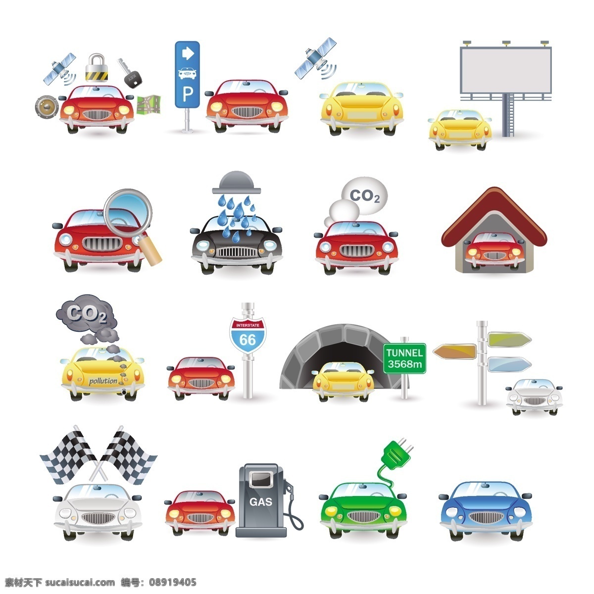 汽车图标 租车 图标设计 卡车 汽车 交通运输 赛车 速度 交通 插图 符号 图标 设置 集合