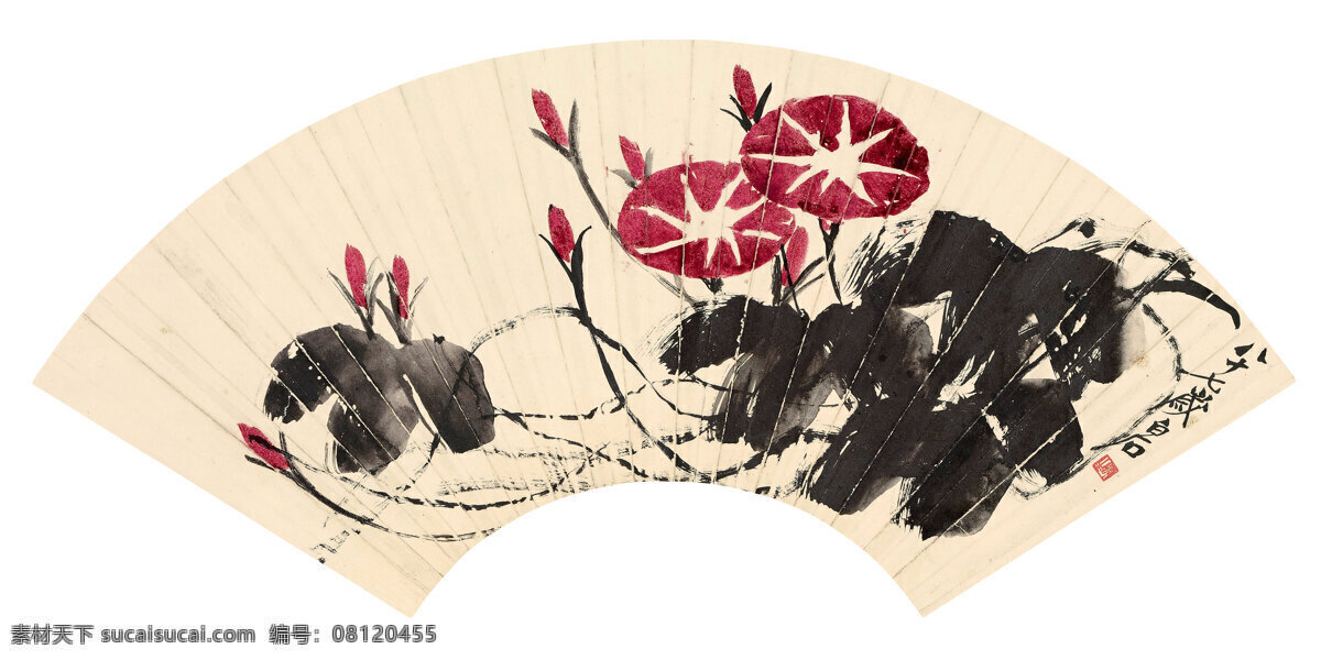 国画艺术 花卉 绘画 绘画书法 美术 牵牛花 书法 水墨画 设计素材 模板下载 中国画 扇画 印章 国画集49 文化艺术 装饰素材 雕刻 图案